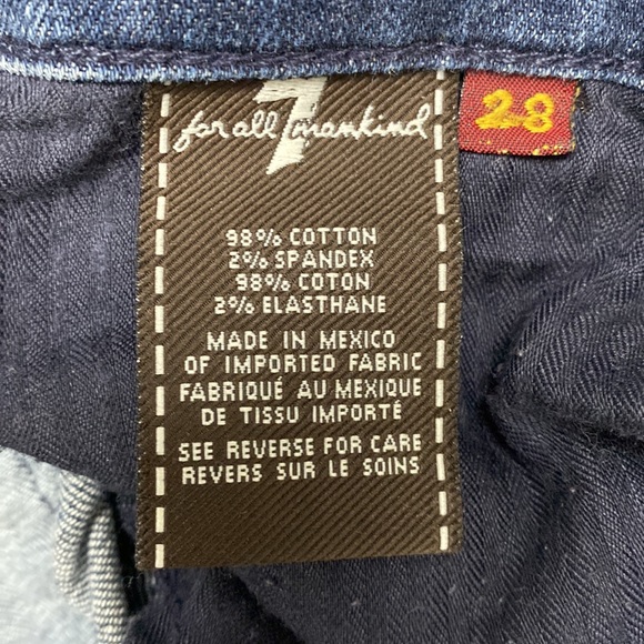 7 For All Mankind Straight Leg Jeans Low Rise, Medium Blue Wash - Picture 6 of 11